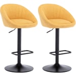 Chaise de bar Lot de 2 Tabouret de Bar en Tissu Chaise Haute Cuisine Réglable pour Bar, Jaune