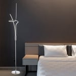 Lampadaire Lampe LED de Chambre Chrome Design Légèrement Courbé H 145 CM