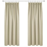 Deconovo Lot de 2 Rideaux Chambre Salon Salle à Manger Intérieur Galon Fronceur Rideau Thermique Anti Froid Bureau de Porte Occultant Cuisine Beige Foncé 117x183cm