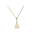 Blue Pearls Womens Gold Freshwater Pearl and Diamonds Pendant and Yellow 375/1000 - Multicolour - One Size