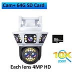 8K 12MP Wifi Camera Outdoor Three Screen CCTV 10X Zoom Body Detection Mini Secur