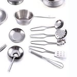 16PCS Pots And Pans Kitchen Toy Stainless Steel Pretend Play Cooking Toys For