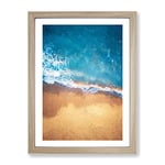 Alone Upon The Beach Modern Framed Wall Art Print, Ready to Hang Picture for Living Room Bedroom Home Office Décor, Oak A4 (34 x 25 cm)