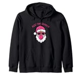 Christmas Santa Pink Rizz The Season Pink Gum Zip Hoodie