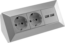 Bloc Multiprise D'Angle - 2 Prises Usb - 230 V Multiprise Pour Cuisine, Bureau, Atelier, Argenté Et Gris[MUL212343]