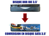 KALEA-INFORMATIQUE © - Adaptateur Convertisseur IDE vers SATA 1, 2 ou 3 - IDE 3.5' 40 Broches vers SATA 3.5' 15+7 Broches - Pour