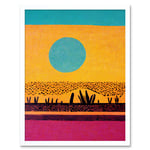 Desert Roadside Oasis Modern Pop Art Surreal Landscape Art Print Framed Poster Wall Decor 12x16 inch