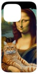 Coque pour iPhone 14 Pro Max Mona Lisa tenant un chat Portrait d'art Peinture Kitty Cat