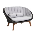 Cane-Line - Peacock 2-seater, Incl. Cushion, Grey, Light Grey Cane-Line Natte - Soffor utomhus - Foersom & Hiort-Lorenzen MDD