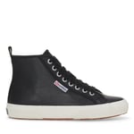 Superga Unisex Adult 2750 Tumbled Leather Mid Cut Trainers (Black/White) - Size UK 5