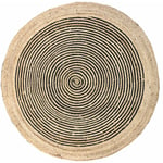 Aubry Gaspard - Tapis rond en jute et coton noir Diamètre 120 cm