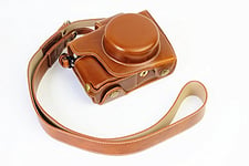 Plein de fond de protection d'ouverture Version protection en cuir PU Camera Bag Case avec trépied Conception Compatible Pour Olympus OM-D E-M10 Mark 2 EM10 Mark II avec 14-42mm F3.5-5.6 EZ lentille avec l'épaule de cou ceinture marron