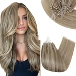 RUNATURE Micro Ring Extensions Blond Micro Ring Extension Cheveux Brun Clair Mixte Blond Platine Extension Micro Loop #8P60 12 Pouces/30cm 40 Mèches/40g