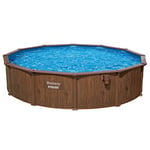 Piscine Hors Sol Ronde BESTWAY Hydrium™ 550 x 130 cm Effet Bois, Filtre à Sable, échelle, bâche, Tapis de Sol