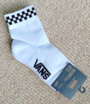 VANS CUSHIONED Quarter Socks WHITE Black Check 4-7.5 (36.5-41) OFF THE WALL