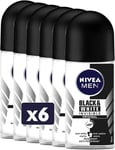 6 x Nivea MEN Invisible Black & White Deodorant 48H Anti-Perspirant ROLL ON