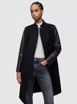 AllSaints Sidney Leather and Wool Coat, Black