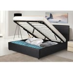 Lit Coffre Anaïs 140x200 Noir Simili cuir Espace de rangement supplémentaire - noir