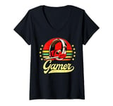 Womens Vintage Gaming Video Game Players Teenage Boys Men Gamer V-Neck T-Shirt