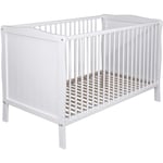 Baby Fox - Lit bébé évolutif en bois massif blanc avec sommier réglable en hauteur 60x120