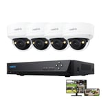 Reolink Kit Vidéo Surveillance,8CH 2To NVR et 4X 8MP Caméra PoE,Anti-Vandal IK10,125°Angle,Vision Noc Couleur,Détection