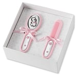 VALENTI & CO. Disney Baby Prima Infanzia - Set Box Cadeau avec Brosse Cheveux et Peigne Indispensable Accessoires Bébé avec Finitions Winnie l'Ourson en Argent, Rose, Taille Unique