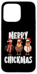 Coque pour iPhone 15 Pro Max Merry Chickmas Chapeau de Père Noël lumineux Motif poule