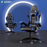 [BIGZZIA] Chaise de Bureau Ergonomique, Fauteuil gamer, Siège Pivotant, Dossier Haut Inclinable, Accoudoirs Réglables, Bleu