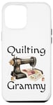 Coque pour iPhone 12 Pro Max Patchwork humoristique de machine à coudre vintage Grammy Queen