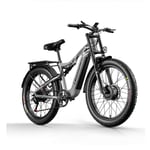 Shengmilo S600 2000W Dubbelmotor Elcykel 48V 17,5AH Samsung Batteri 26X3,0'' Fettdäck Elektrisk Mountainbike 90KM Endurance Elcykel herr grey