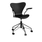 Fritz Hansen - 3217 Sjuan Helklädd Black Special Edition - Svart - Svart - Kontorsstolar