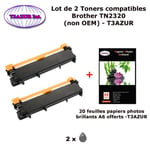 2 Toners génériques TN-2320 pour Brother MFC L2700 L2700DN L2700DW L2720DW L2740CW L2740dw imprimante+ 20f A6 brillantes -T3AZUR