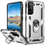 IKAZZ for Galaxy S21 Case,Military Grade Shockproof Heavy Duty Protective Phone Case Pass 16ft Drop Test with Magnetic Kickstand Car Mount Holder for Samsung Galaxy S21 Silver