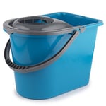 Beldray LA036810TQEU7 14 litres Seau Essoreur en Plastique, Essoreuse Amovible pour Balai à Franges, Design Solide et Durables, Poignée de Transport Pratique, Bleu/Gris