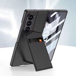 Yhteensopiva Samsung Galaxy Z Fold 6 -kotelon kanssa, jossa on kickstand-korttipidike, iskunkestävä PU-nahka + PC Hard Wallet -luottokorttipaikan suojakotelo