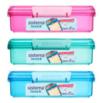 Sistema Snack Attack Duo Matboks 975 ML - Blå, Rosa eller Limegrønn - 975 ml