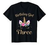 Youth 3 Year Old Birthday Girl Unicorn Shirt 3rd Birthday Outfit T-Shirt