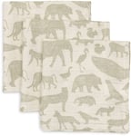 Jollein Musselin Vaskeklude 3-Pak, Animals Olive Green