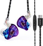 USB C in Ear Monitor, KBEAR Storm Écouteurs filaires USB C, Pilote Dynamique IEM de 10 mm avec câble détachable pour chanteurs, Musiciens, audiophiles (Bleu Violet, USBC avec Micro)