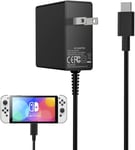 Alimentation Pour Nintendo Switch Avec Câble De Charge De 1,8 M Pour Nintendo Switch/Lite/Oled Fonctionne Comme Le Câble De Charge Nintendo Switch