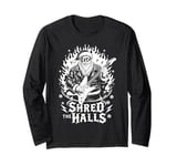 Shred The Halls Christmas Rocker Santa Rock Guitarist Long Sleeve T-Shirt