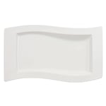 Villeroy & Boch 10 2525 2281, New Wave, Square Platter with Curved Lines, Premium Porcelain, Dishwasher Safe White, 49 x 30 cm