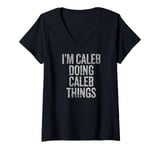 Womens I'm Caleb Doing Caleb Things Funny Vintage V-Neck T-Shirt