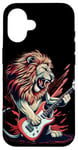 Coque pour iPhone 16 Costume de lion à bascule avec guitare électrique