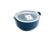 ESPRIT DE CUISINE - Plat À Four Rond En Céramique - Avec Couvercle Hermétique - Poignées ergonomiques - Émail Résistant Aux Rayures - Made In France - 0,8L - 17,3x15x7,6cm Extérieur - Bleu de Prusse