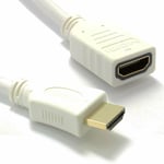 White HDMI 1.4 High Speed 3D TV Short Extension Lead Male Female Cable 0.25m