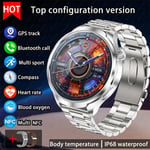 2024 Uutta Huawei Outdoor Sports Smart Watch Miesten Amoled-Näyttö Nfc Gps-Kompassi Syke Vesitiivis Bluetooth Call Smartwatch_Silver steel_1.85 HD Large Screen