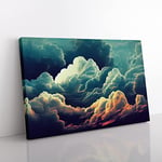 Sunlight On The Clouds Canvas Wall Art Print Ready to Hang, Framed Picture for Living Room Bedroom Home Office Décor, 76x50 cm (30x20 Inch)