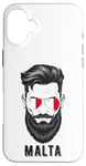 Coque pour iPhone 16 Plus Visage de l'homme maltais, fierté de Malte, drapeau patriotique de Malte