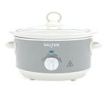 Salter Retro 3.5L Slow Cooker 3 Heat Settings/Keep Warm for Family Cooking Grey